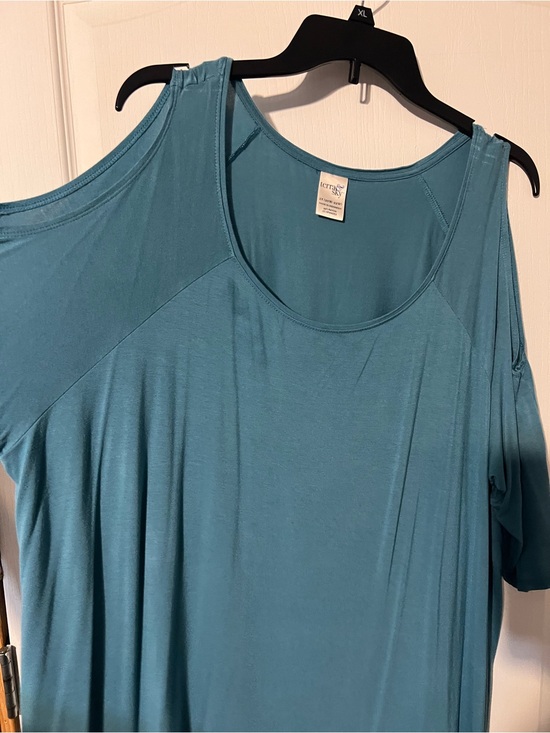 Terra & Sky Tops - Terra & Sky Teal Short Sleeve Scoop Neck Top
